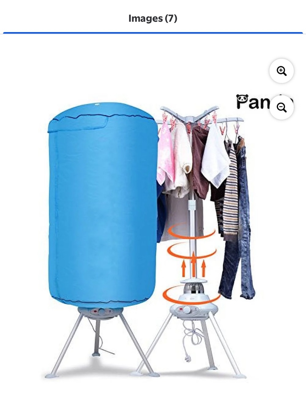 Portable Blue Electric Clothes Dryer with Folding Stand